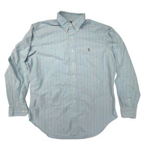 Ralph Lauren Mens 16.5 Button Down Dress Shirt 34/35 Blue Red Striped